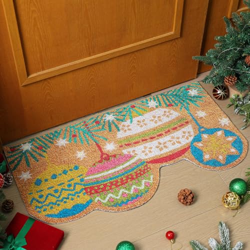 Tinideya Fußmatte mit Weihnachtsbälle, Kokosfaser, bunt, für den Innen- und Außenbereich, rutschfeste Gummi-Unterseite, für Urlaub, Veranda, Eingangsbereich Tinideya Fußmatte mit Weihnachtsbälle, Kokosfaser, bunt, für den Innen- und Außenbereich, rutschfeste Gummi-Unterseite, für Urlaub, Veranda, Eingangsbereich von Tinideya