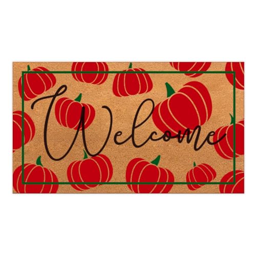Tinideya Halloween-Kürbis-Fußmatte, Kokosfaser, für den Außenbereich, niedliche Willkommens-Fußmatten, rutschfeste Eingangstür-Teppiche für Haustür, Veranda, Party, Außenbereich, Eingangsdekoration Tinideya Halloween-Kürbis-Fußmatte, Kokosfaser, für den Außenbereich, niedliche Willkommens-Fußmatten, rutschfeste Eingangstür-Teppiche für Haustür, Veranda, Party, Außenbereich, Eingangsdekoration von Tinideya