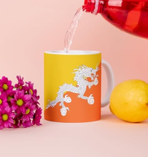 Bhutan Kaffeetasse 325ml Flagge Keramik Spülmaschinenfest Büro Geschenk Tee Tasse von Tinisu