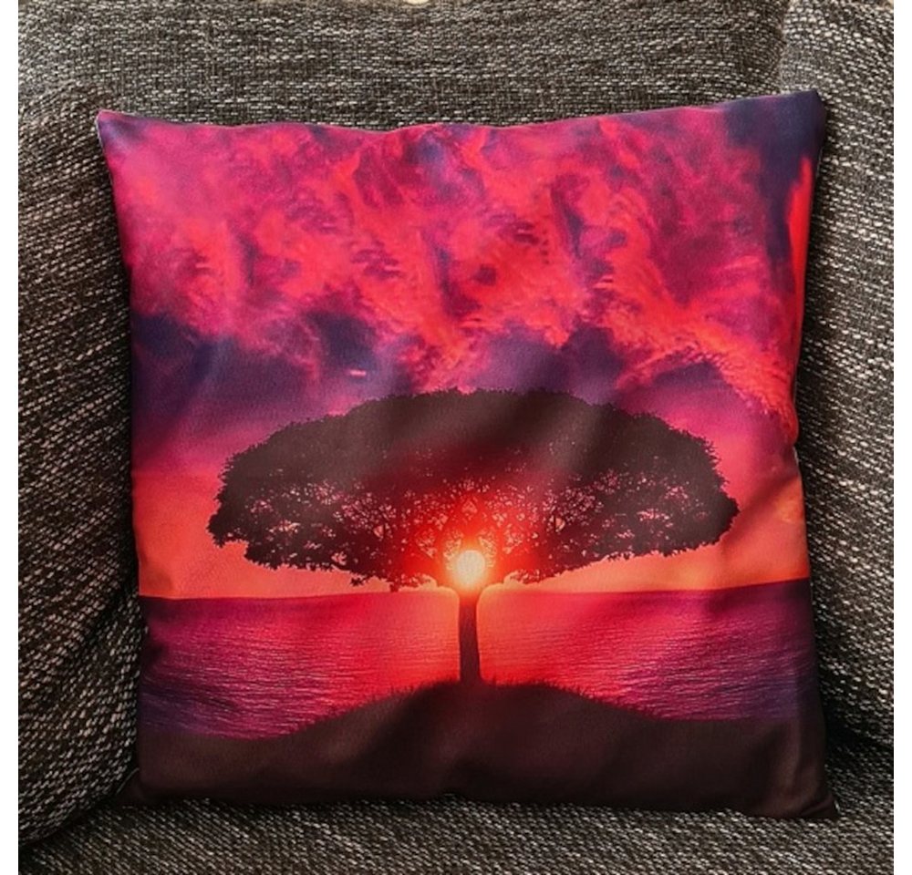 Tinisu Dekokissen Kissenbezug Baum im Sonnenuntergang - 45cm x 45cm von Tinisu