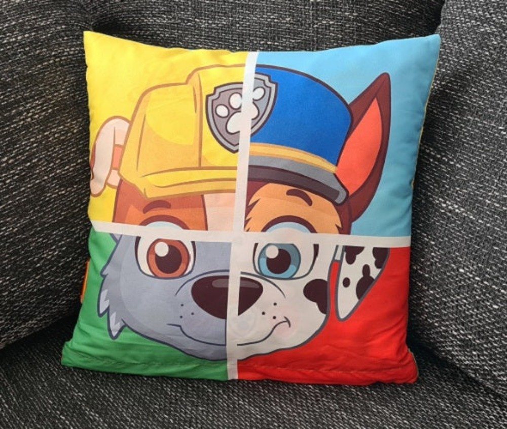 Tinisu Dekokissen Paw Patrol Kissenbezug für Kinder - Helfer auf vier Pfoten 40cm x 40cm von Tinisu