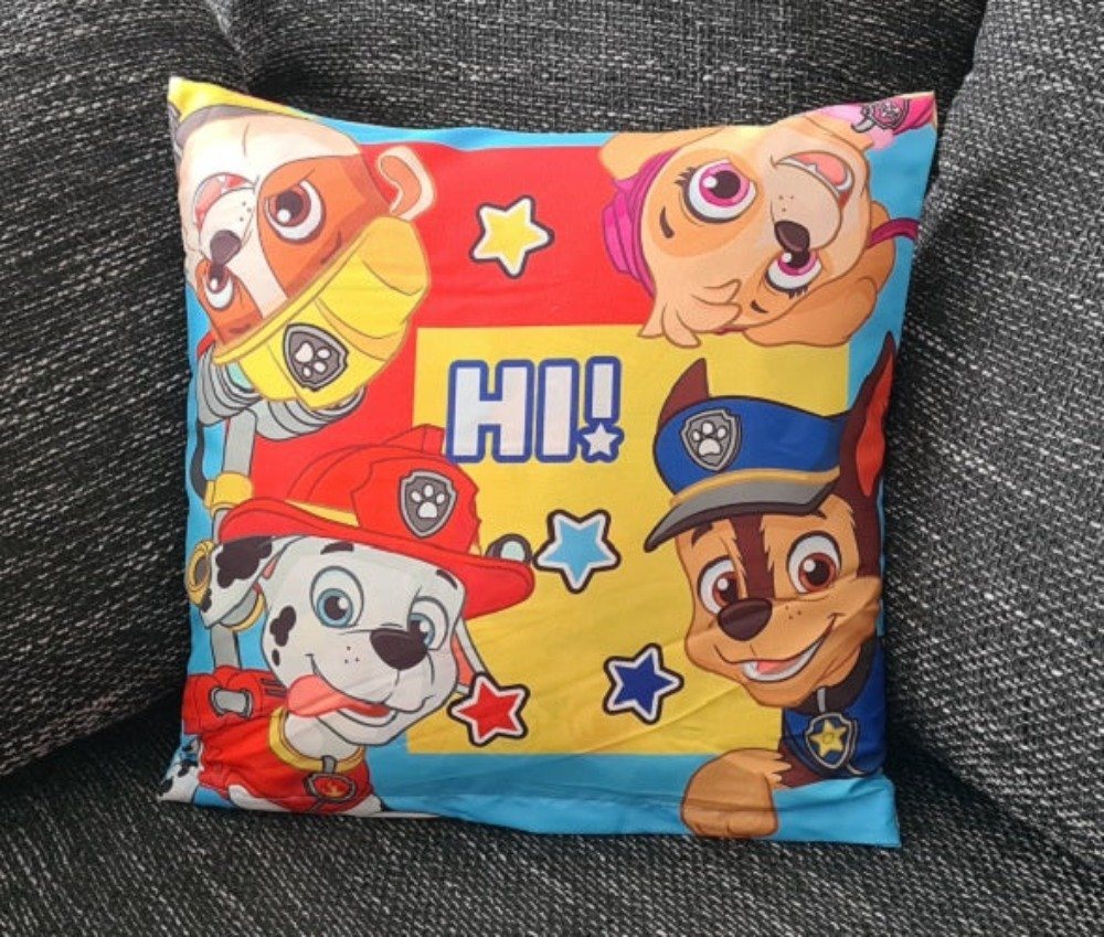 Tinisu Dekokissen Paw Patrol Kissenbezug für Kinder: Helfer auf vier Pfoten 40cm x 40cm von Tinisu