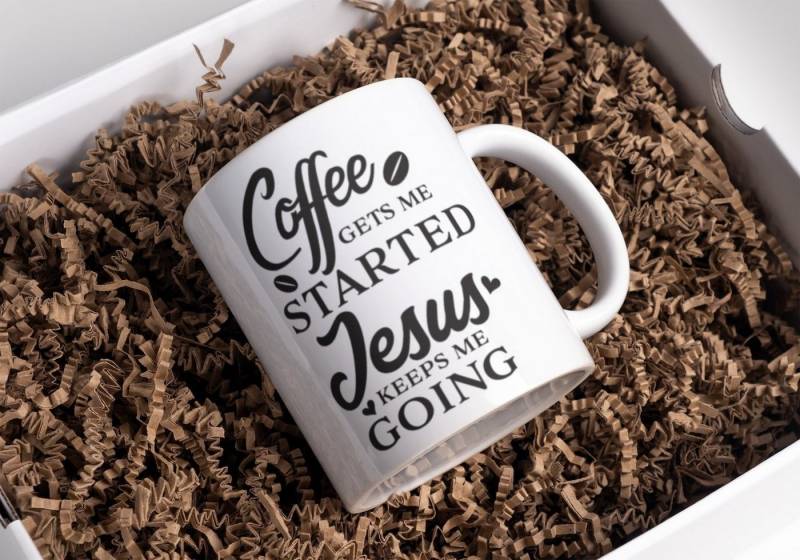 Tinisu Tasse Tasse mit Spruch "Coffee gets me started, Jesus keeps me going" Kirche Tinisu Tasse Tasse mit Spruch "Coffee gets me started, Jesus keeps me going" Kirche von Tinisu