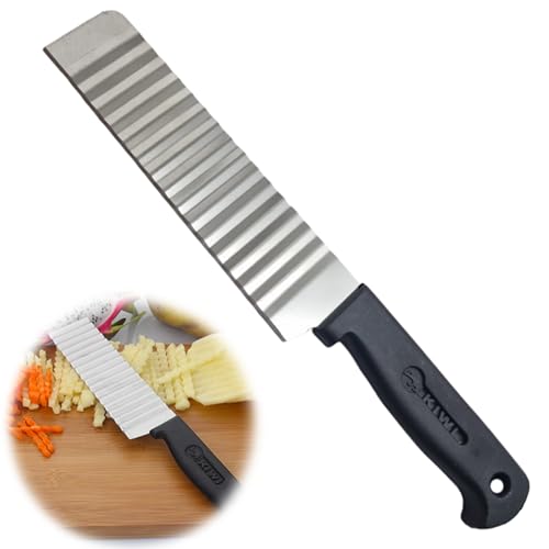 Tinkber 1 Stück Wellenförmiges Messer, Kartoffel-Crinkle-Cutter, Gewellte Edelstahlklinge, Kartoffel Wellenförmiges Messer, Edelstahl-Crinkle-Cutter, für Obst, Gemüse, Kartoffeln Tinkber 1 Stück Wellenförmiges Messer, Kartoffel-Crinkle-Cutter, Gewellte Edelstahlklinge, Kartoffel Wellenförmiges Messer, Edelstahl-Crinkle-Cutter, für Obst, Gemüse, Kartoffeln von Tinkber