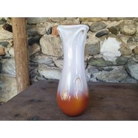 Vintage Keramik Vase, Art Deco Massive Creme - Orange Große Home Decor von TinkyWinkyFindsShop