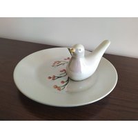 Vintage Porzellan Teller/Antiker Handbemalter Mit Blumen Vogel Verzierter Retro Wohndekor von TinkyWinkyFindsShop