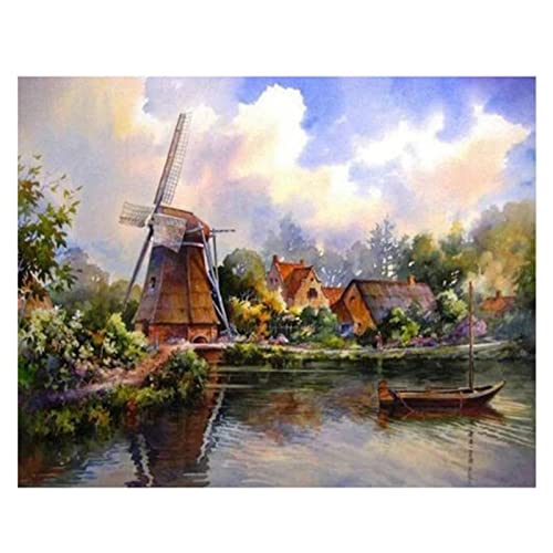 5D Diamond Painting, Holländische Windmühlen 20x30cm DIY 5D Diamant Painting Bilder Kinder Erwachsene groß, Diamond Painting Set Diamant Malerei Kits Mosaikherstellung für Home Wand Décor Geschenk von Tinnfea