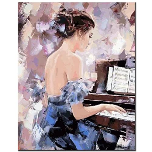 5D Diamond Painting, Mädchen Spielt Klavier 30x40cm DIY 5D Diamant Painting Bilder Kinder Erwachsene groß, Diamond Painting Set Diamant Malerei Kits Mosaikherstellung für Home Wand Décor Geschenk von Tinnfea