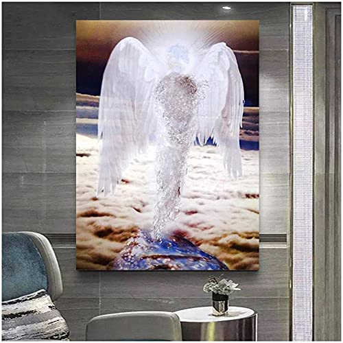 DIY 5D Diamant Malerei Vollbohrer Kit, Round Drill Engelsflügel 45x80cm Bilder Diamont Painting Set Diamant Malen nach Zahlen Kreuzstich Stickerei Strass Mosaik Gemälde für Home Wand Dekor (18x32in) von Tinnfea