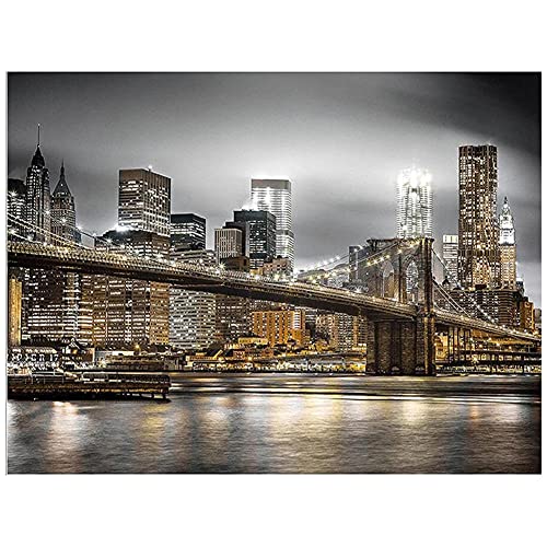 DIY 5D Diamant Malerei Vollbohrer Kit, Round Drill New York City Nacht 80x140cm Bilder Diamont Painting Set Diamant Malen nach Zahlen Kreuzstich Stickerei Strass Mosaik Gemälde für Home Wand Dekor von Tinnfea