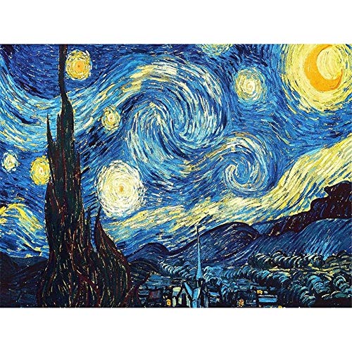 DIY 5D Diamant Malerei Vollbohrer Kit, Van Gogh Sternenhimmel 50x70cm Diamant DIY Malen nach Zahlen,DIY Diamond Painting Set Vollbohrer Crystal Strass Stickerei Kreuzstich Arts Craft Home Wand Decor von Tinnfea