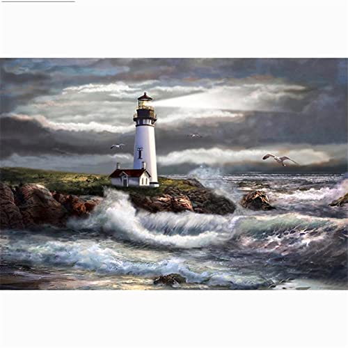 Tinnfea DIY 5D Diamant Malerei Vollbohrer Kit, square drill Leuchtturm Am Meer 50x70cm Diamond Painting Bilder Set Malen nach Zahlen Kreuzstich Stickerei Strass Mosaik Gemälde für Home Wand Dekor Tinnfea DIY 5D Diamant Malerei Vollbohrer Kit, square drill Leuchtturm Am Meer 50x70cm Diamond Painting Bilder Set Malen nach Zahlen Kreuzstich Stickerei Strass Mosaik Gemälde für Home Wand Dekor von Tinnfea