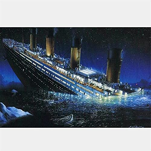 DIY 5D Diamond Painting by Number Kits Titanic Ship 80x140cm Diamond Art for Adults Children Full Drill Crystal Cross Stitch Diamond Embroidery Arts Craft Gift for Wall Decoration (32x56in) von Tinnfea