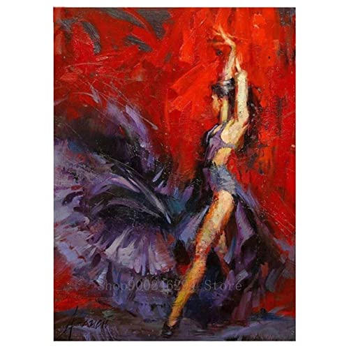 Tinnfea 5D Diamond Painting, Flamenco-Tänzerin 40x50cm DIY 5D Diamant Painting Bilder Kinder Erwachsene groß, Diamond Painting Set Diamant Malerei Kits Mosaikherstellung für Home Wand Décor Geschenk von Tinnfea