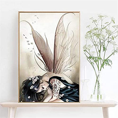 Tinnfea 5D Diamond Painting, Mädchen-Flügel-Fee 50x70cm DIY 5D Diamant Painting Bilder Kinder Erwachsene groß, Diamond Painting Set Diamant Malerei Kits Mosaikherstellung für Home Wand Décor Geschenk von Tinnfea