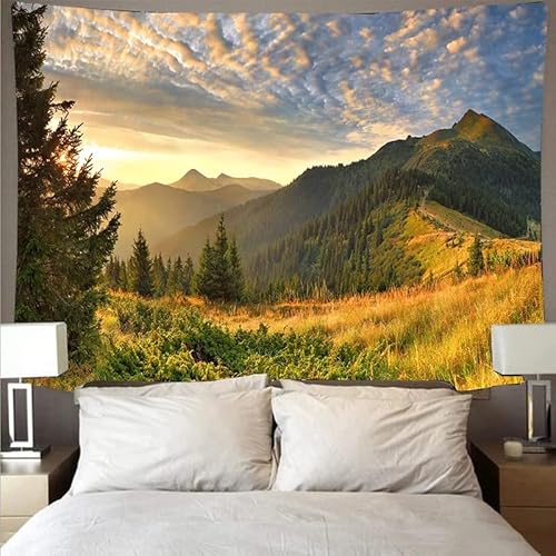 Tinnfea Wandteppich Wandtuch Sonnenuntergang Wald 150x200cm Wandbehang Hippie Tapisserie Picknickdecke Yoga Meditation Mat Dekor Wandteppich Dekoration für Wohnzimmer Schlafzimmer Wohnheim 60x80in von Tinnfea