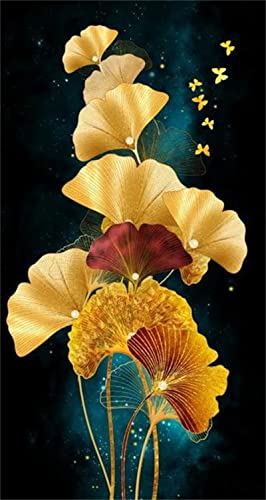 5D Diamond Painting Kit, Ginkgo-Blatt Diamant Painting Bilder Kinder, 50x100cm Groß Diamant Painting Bilder Kreuzstich Arts, Diamond Painting Weihnachten Geschenke für Zuhause Wanddekoration L-1451 von Tinnoon