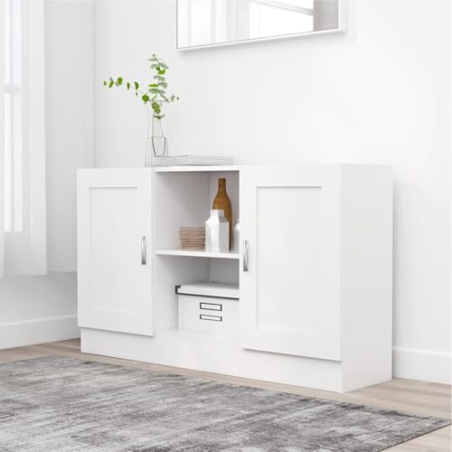 Tino Tech 120x30,5x70 cm Sideboard mit Tür Anrichte für Wohnzimme Mehrzweckschrank Sideboard mit Fäch Wohnzimmermöbel Beistellschrank Aufbewahrungsschrank Holzwerkstoff&MDF Hochglanz-Weiß von Tino Tech