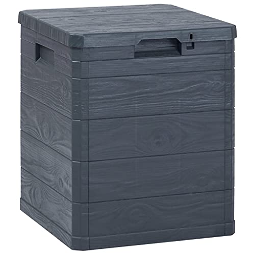 Tino Tech Aufbewahrungsbox in Kunststoff (mit Holzoptik) 42,5x44x50 cm 90 L Anthrazit Gartenboxen Polster Aufbewahrungsbox DraußEn Gartenallzwecktruhe Spielzeugbox Outdoor Allzwecktruhe Outdoor von Tino Tech