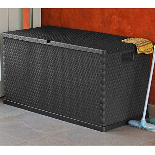 Tino Tech Aufbewahrungsbox in Polypropylen (PP) mit Rattanoptik 120x56x63 cm 420 L Anthrazit Gartenboxen Balkontruhen Gartenallzwecktruhe Spielzeugbox Outdoor Allzwecktruhe Outdoor von Tino Tech