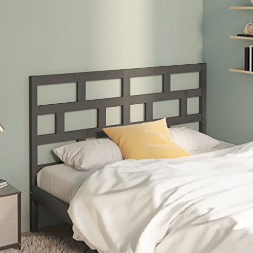 Tino Tech Bettkopfteil 156x4x100 cm Kiefer-Massivholz Grau Kopfenden Bettrückwand Bettzubehör Kopfteil für Bett Schlafzimmer Möbel Bett Kopfteil Holz Headboard Stilvolle Design von Tino Tech