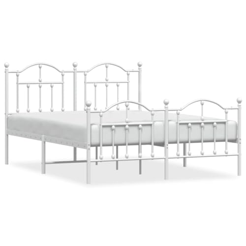 Tino Tech Bettrahmen Metallbett Modern Gästebett Jugendbett Bed Frame Betten Bettgestell mit Kopf- und Fußteil Metall Weiß 140x200 cm von Tino Tech