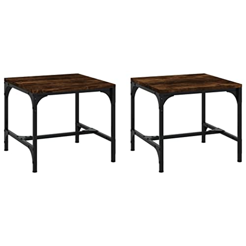 Tino Tech Couchtisch im Wohnzimmer 2 STK. Räuchereiche 40x40x35 cm Holzwerkstoff Stilvollen Beistelltischen Robuste Tischplatte Platz für Getränke, Snacks und einige Dekoartikel Büro von Tino Tech