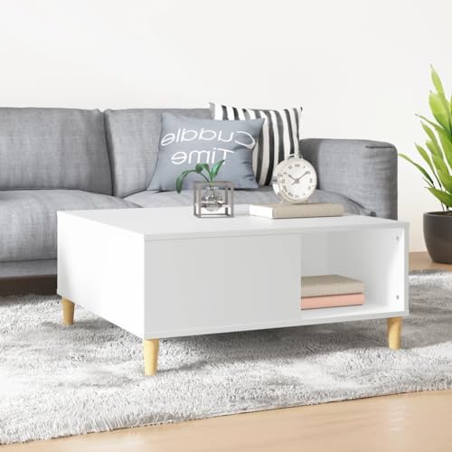 Tino Tech Couchtisch im Wohnzimmer Weiß 80x80x36,5 cm Holzwerkstoff Robustes Material Beistelltisch bietet mit Seinen Fächern Viel Stauraum Multifunktionstisch Schlichtes Design von Tino Tech
