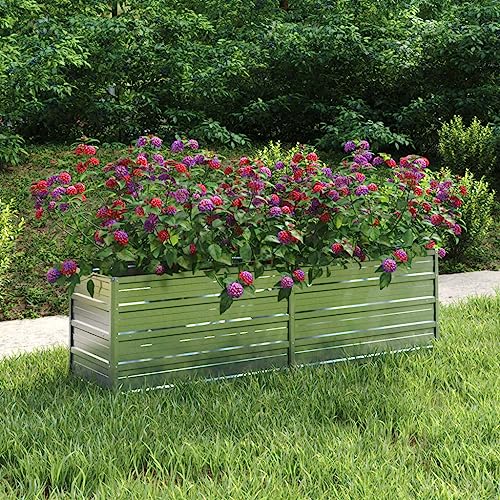 Tino Tech Garten-Hochbeet 160x40x45 cm Verzinkter Stahl Kräuterbeet Pflanzenbeet Gemüsebeet Gartenbeet aus Metall Blumenbeet Raised Bed Pflanzgefäße für Draußen Pflanzbeet Anzuchtbeet Silbern von Tino Tech