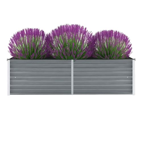 Tino Tech Garten-Hochbeet 160x40x45 cm Verzinkter Stahl Raised Bed Pflanzkübel Pflanzbeet Anzuchtbeet Kräuterbeet Pflanzenbeet Gemüsebeet Gartenbeet aus Metall Grau von Tino Tech