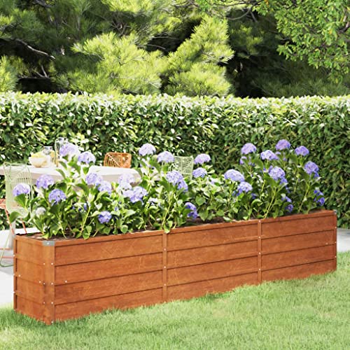 Tino Tech Garten-Hochbeet 240x40x45 cm Cortenstahl Blumenbeet Raised Bed Pflanzkübel Pflanzgefäße für Draußen Pflanzbeet Kräuterbeet Pflanzenbeet Gemüsebeet Gartenbeet aus Metall Rostig von Tino Tech