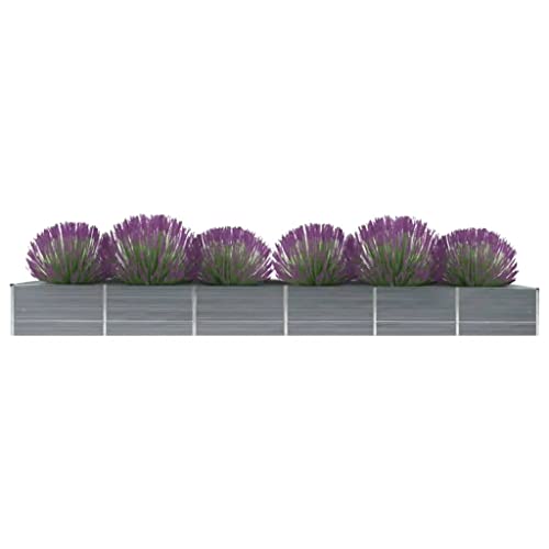 Tino Tech Garten-Hochbeet 480x80x45 cm Verzinkter Stahl Pflanzkübel Pflanzgefäße für Draußen Pflanzbeet Anzuchtbeet Kräuterbeet Pflanzenbeet Gemüsebeet Gartenbeet aus Metall Blumenbeet Grau von Tino Tech