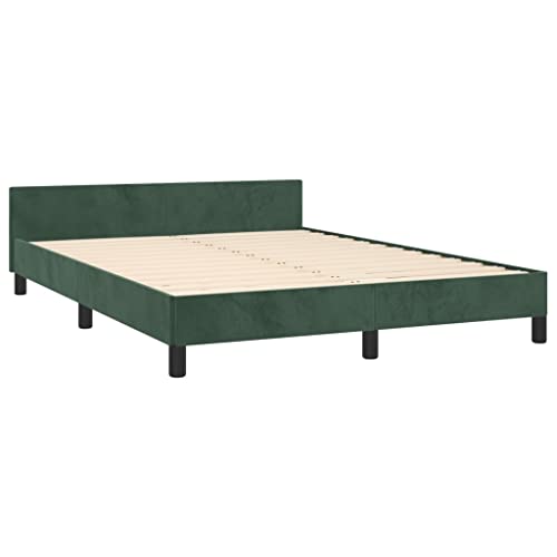 Tino Tech Polsterbett Betten Schlafzimmer Bett Bed Einzelbett Bett Gestell Bed Frame Bettgestell mit Kopfteil Dunkelgrün 140x200 cm Samt von Tino Tech