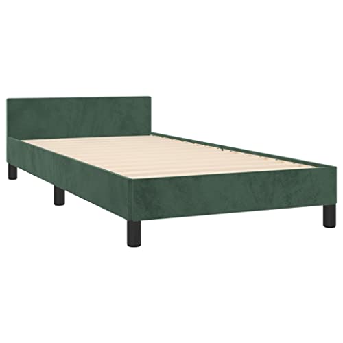 Tino Tech Polsterbett Betten Schlafzimmer Bett Bed Einzelbett Bett Gestell Bed Frame Bettgestell mit Kopfteil Dunkelgrün 80x200 cm Samt von Tino Tech