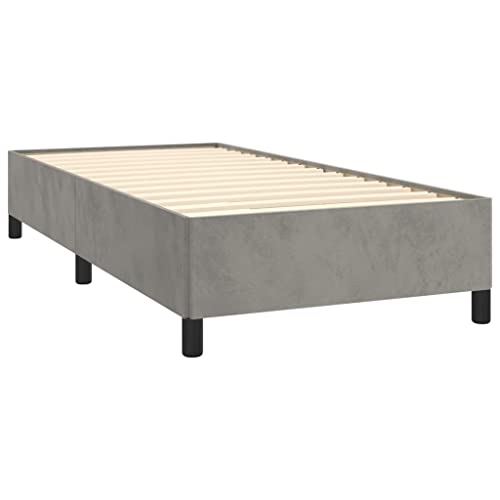 Tino Tech Polsterbett Betten Schlafzimmer Bett Bed Einzelbett Bettrahmen Gästebett Bettgestell Hellgrau 100x200 cm Samt Tino Tech Polsterbett Betten Schlafzimmer Bett Bed Einzelbett Bettrahmen Gästebett Bettgestell Hellgrau 100x200 cm Samt von Tino Tech