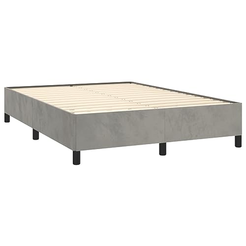 Tino Tech Polsterbett Betten Schlafzimmer Bett Bed Einzelbett Bettrahmen Gästebett Bettgestell Hellgrau 140x200 cm Samt von Tino Tech