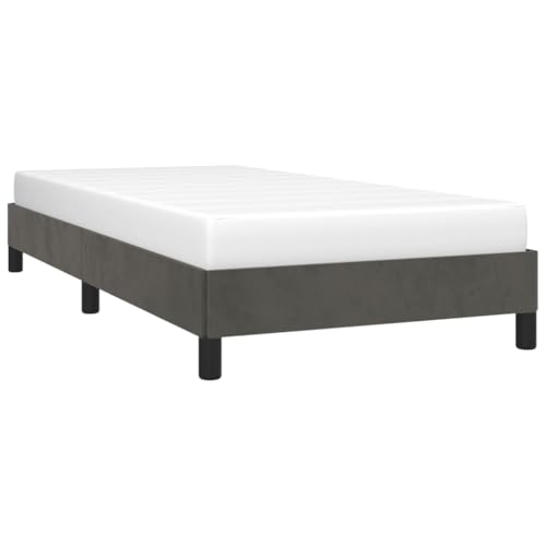 Tino Tech Samt Schlafzimmer Bett Polsterbett Bed Frame Einzelbett Bettgestell Dunkelgrau 90x190 cm von Tino Tech
