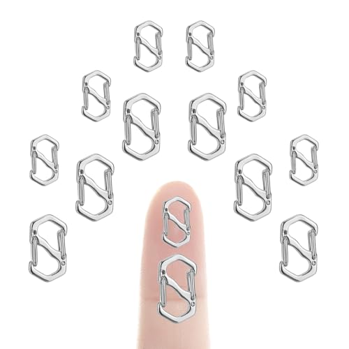 12st Karabinerverschluss mit Doppelter Öffnung, Halskettenverkürzer Clip 2 Größen Kettenverschluss Armbandverschlüsse S-Verschluss Schmuckclips für DIY Schmuckherstellung (Silber) von Tinoaly