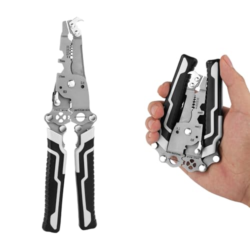 Tinoaly 18-in-1 Faltbarer Multitool Abisolierer Abisolierzange Draht Crimpzange für Elektriker Hausbau Heimwerkerhandwerk von Tinoaly