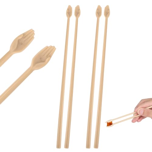 2 Paar Essstäbchen Helfende Hand, Lustig Klein Handförmig Wiederverwendbar Rutschfest Essstäbchen mit Süßen Handflächen Originelles Geschenk für Kinder und Erwachsene Feinschmecker von Tinoaly