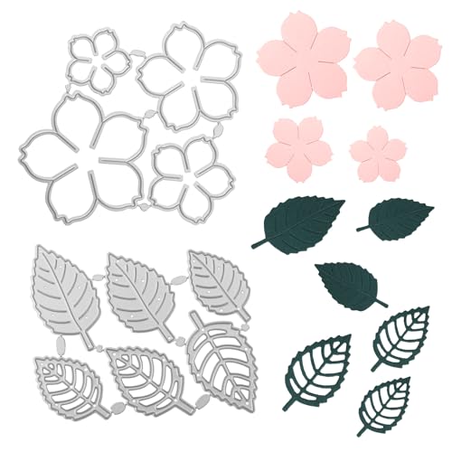 2 Stück Blumenblatt-Stanzformen, 2 Arten Stanzformen zur Kartenherstellung Prägevorlagen aus Metallblumen aus Papier für Selbstgemachte Albumkunst Scrapbooking Hochzeitsbastelbedarf (Stil 1) von Tinoaly