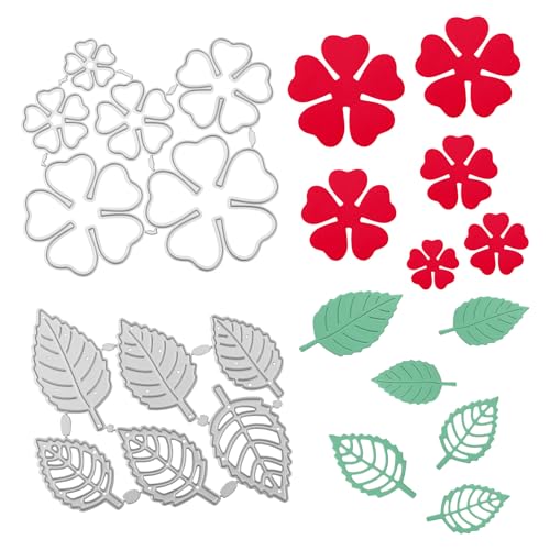 2 Stück Blumenblatt-Stanzformen, 2 Arten Stanzformen zur Kartenherstellung Prägevorlagen aus Metallblumen aus Papier für Selbstgemachte Albumkunst Scrapbooking Hochzeitsbastelbedarf (Stil 2) von Tinoaly