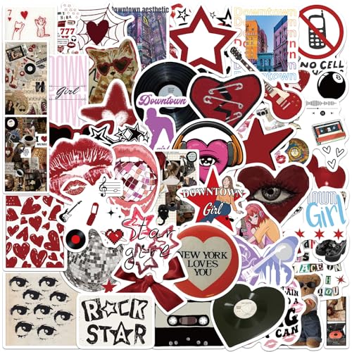 200 Stück Retro Y2K Ästhetische Aufkleber, Diverse Y2K Downtown Ästhetische Süße Graffiti Aufkleber für Laptop Scrapbook Wasserflasche Gepäck von Tinoaly