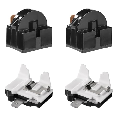 2stk QP2-4.7 Starterrelais und 2stk 6750C-0005P Kühlschrank Überlastschutz, 1-Poliges 4,7 Ohm PTC Kühlschrank Starterrelais QP2-4r7 Relais für Minikühlschränke Kühler LG-Kühlschrankkompressor von Tinoaly