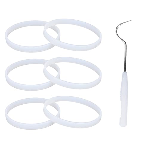 6 x Gummidichtungsringdichtungen + 1 Haken für Nutri Ninja Mixer, Silikon-O-Ring Ersatz für Ninja Auto-iQ Pro Extractor CT680 BL456-30 BL480 BL681A BL682 BL640 6 x Gummidichtungsringdichtungen + 1 Haken für Nutri Ninja Mixer, Silikon-O-Ring Ersatz für Ninja Auto-iQ Pro Extractor CT680 BL456-30 BL480 BL681A BL682 BL640 von Tinoaly
