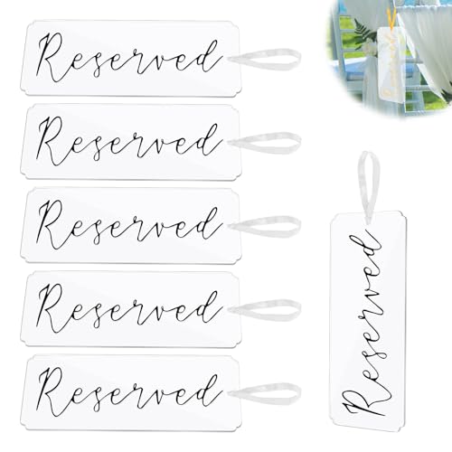6stk Reserviert Schilder für Hochzeitsstühle, Acryl-Hängeschilder Reserviert mit Band für Hochzeiten Wichtige Ereignisse Restaurants Kirchenbänke Stühle (Schwarz) von Tinoaly