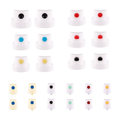 Tinoaly 24 Stück Sprühdosen Düse, Universelle Sprühfarbe Kappen Adapter Dosen mit Innengewinde Ersatzdüse für Sprühflaschen Geeignet für Wandgraffiti Kunst und Malerei von Tinoaly