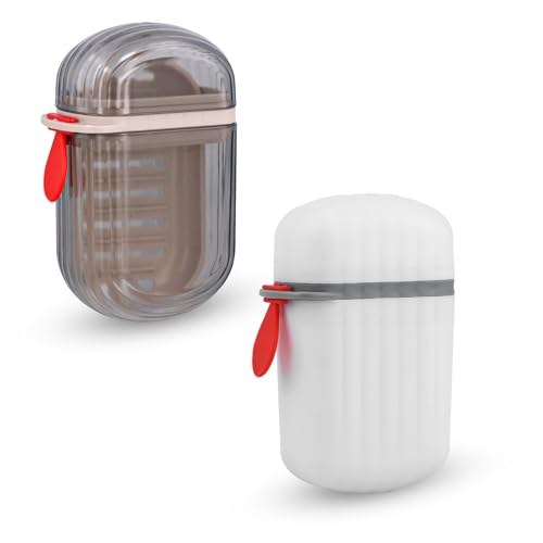 Tinoaly 2stk Seifendose Reise, 2 Stile Tragbarer Reise Seifenbehälter mit Deckel Auslaufsichere Kompakte Etui-Box Reiseutensilien Duschzubehör für Urlaub Fitnessstudio Camping Badezimmer(Grau, Weiß) von Tinoaly