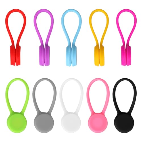Tinoaly 30stk Magnetische Kabelbinder, Bunt Silikon Magnetisches Kabelband zum Aufstecken Kabel-Organizer-Drehbinder für Home-Office-Kühlschrankkabel-Manager-Keeper von Tinoaly