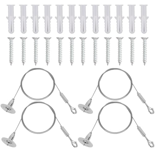 Tinoaly 4stk Aufhängekabel, Teiliges Verstellbares Aufhängekabel-Set 1m Langes Aufhängekabel mit Haken zum Aufhängen von Lichtern Spiegeln Gemälden Fotos Werbetafeln und Vorhängen von Tinoaly